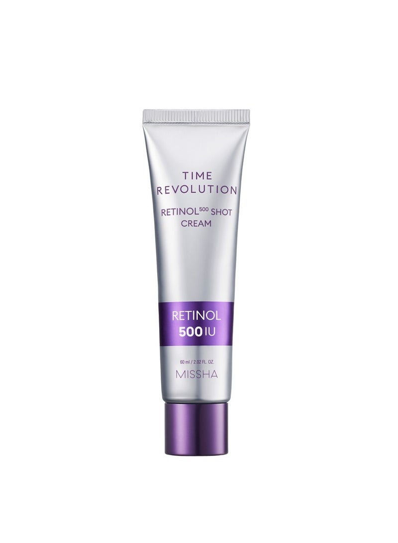 Missha Korean Time Revolution Night Repair Retinol 500 Shot Cream, Advanced Korean Retinol Cream For Face, Skin Barrier Strengthening , Improved Elasticity And Radiance , Overnight Miniaturization 60ml  - Image 1