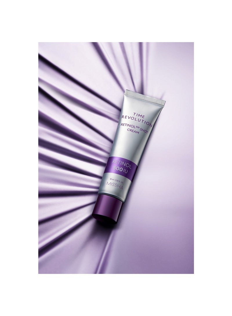 Missha Korean Time Revolution Night Repair Retinol 500 Shot Cream, Advanced Korean Retinol Cream For Face, Skin Barrier Strengthening , Improved Elasticity And Radiance , Overnight Miniaturization 60ml  - Image 2
