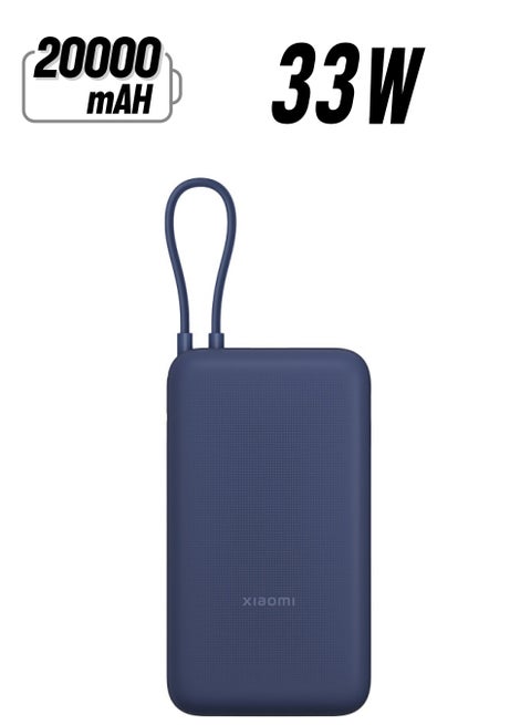 20000 mAh Power Bank USB and USB-C Port and USB-C Integrated Cable 33W BHR8975GL - Blue