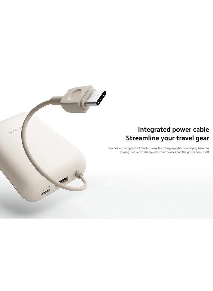 شاومي - 10000 mAh Power Bank Integrated Cable USB and USB-C Port 22.5W BHR9072GL - Tan - Image 1