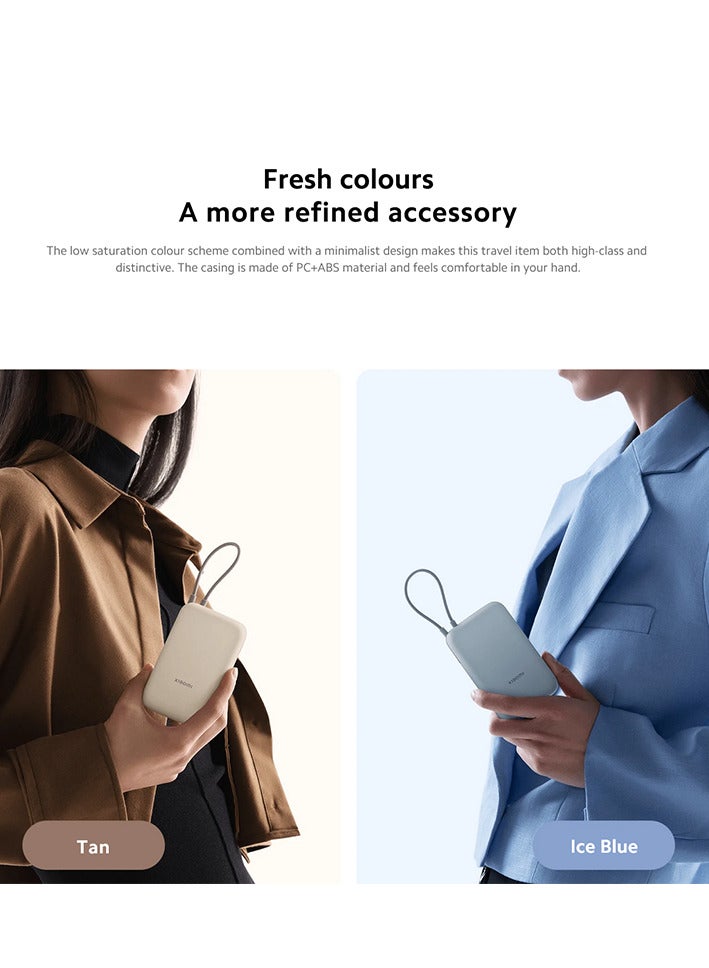 شاومي 10000 mAh Power Bank Integrated Cable USB and USB-C Port 22.5W BHR9072GL - Tan  - Image 5