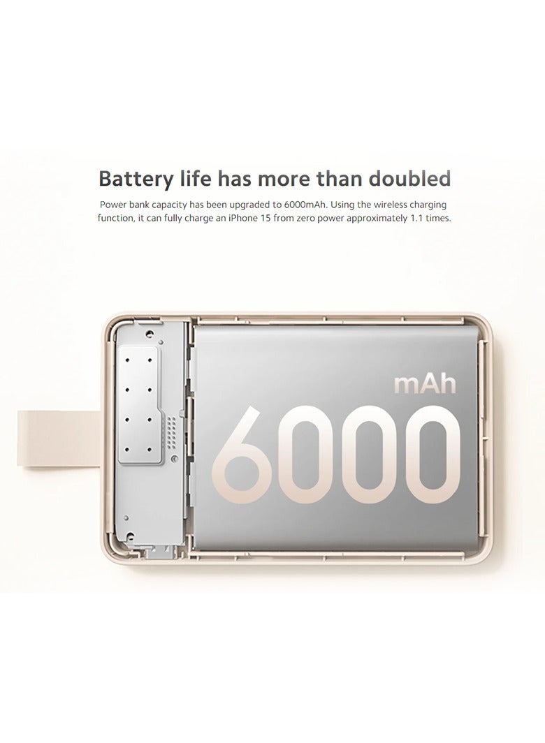 Xiaomi - 6000 mAh Magnetic Power Bank With MagSafe BHR9074GL - Tan - Image 1