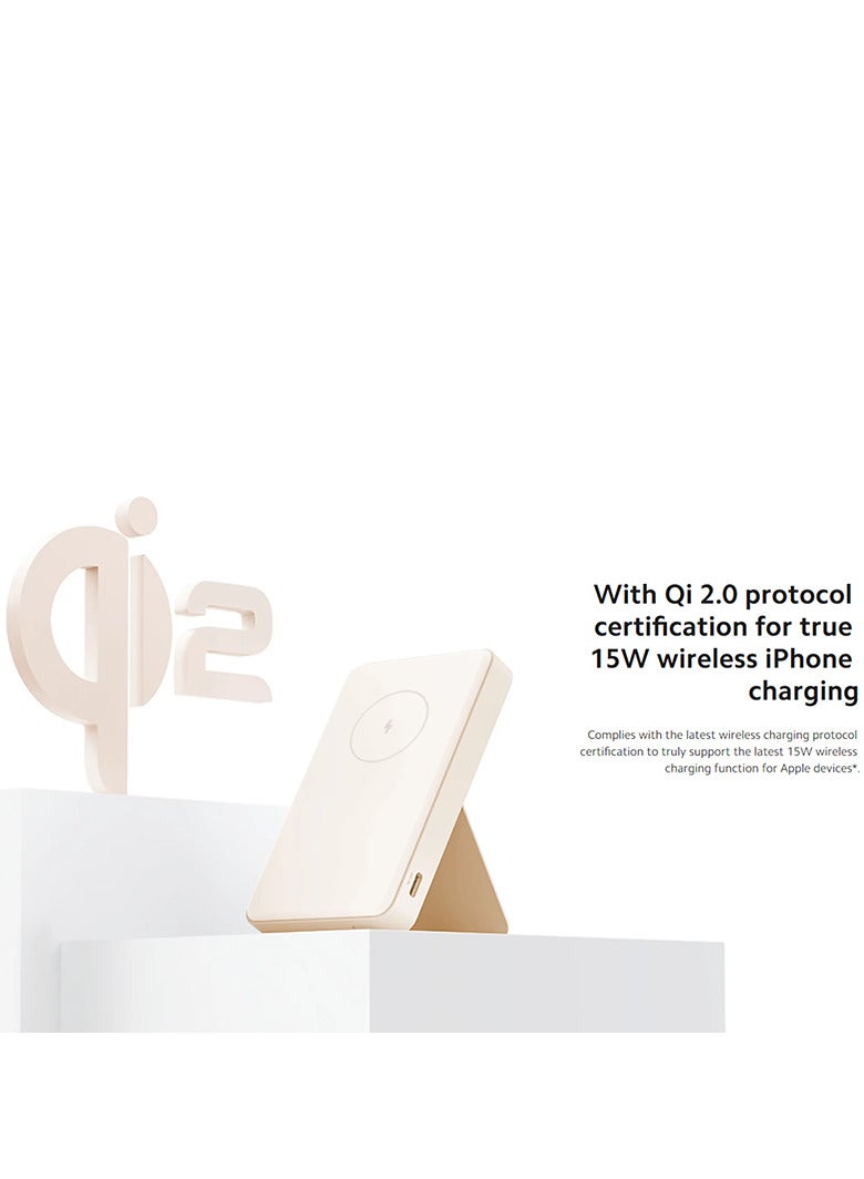 Xiaomi - 6000 mAh Magnetic Power Bank With MagSafe BHR9074GL - Tan - Image 1