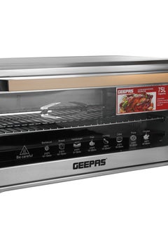 GEEPAS 75Ltr Electric Oven Convection and Rotisserie Function| Perfect for Grilling, Toasting and Roasting| 4 Knobs and Temperature 70-250-Degrees Celsius| 120 Minute Timer with Bell, Inside Lamp| 2200W and Stainless Steel Heating Elements | 2 Years Warranty 75 L 2200 W GO34041 Silver  - Image 4