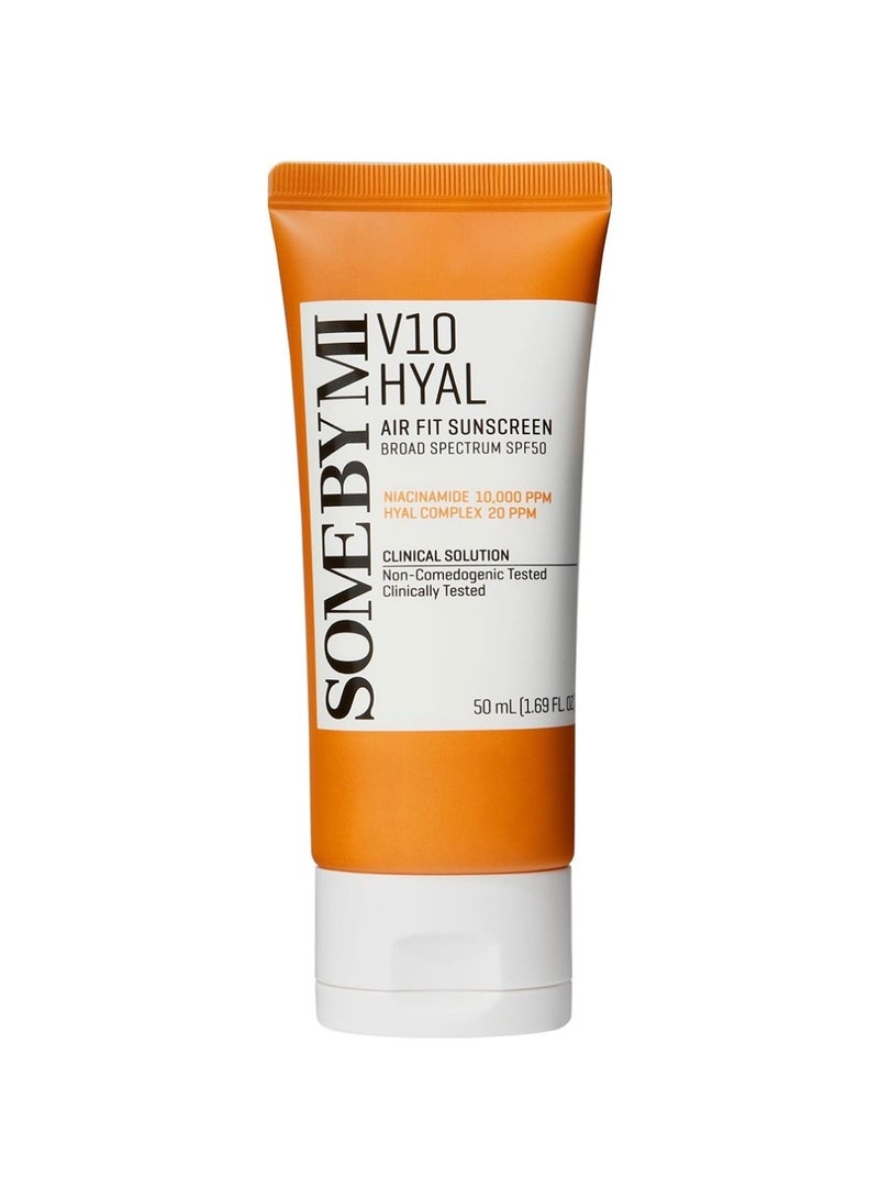 Some by Mi V10 Hyal Air Fit Sunscreen - Daily Niacinamide Spf 50 Korean Sunscreen For Face With Uv Protection - No White Cast And Eye Irritation For Sensitive Skin 50ml  - Image 1
