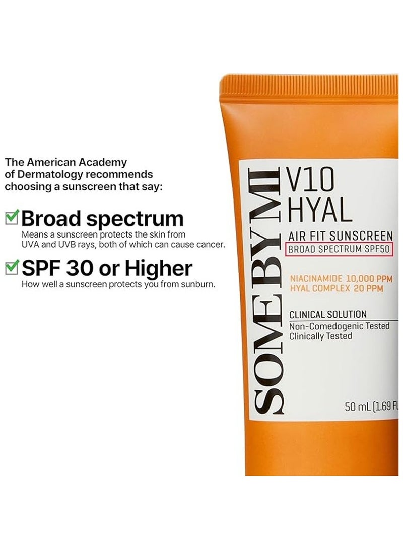 Some by Mi V10 Hyal Air Fit Sunscreen - Daily Niacinamide Spf 50 Korean Sunscreen For Face With Uv Protection - No White Cast And Eye Irritation For Sensitive Skin 50ml  - Image 4