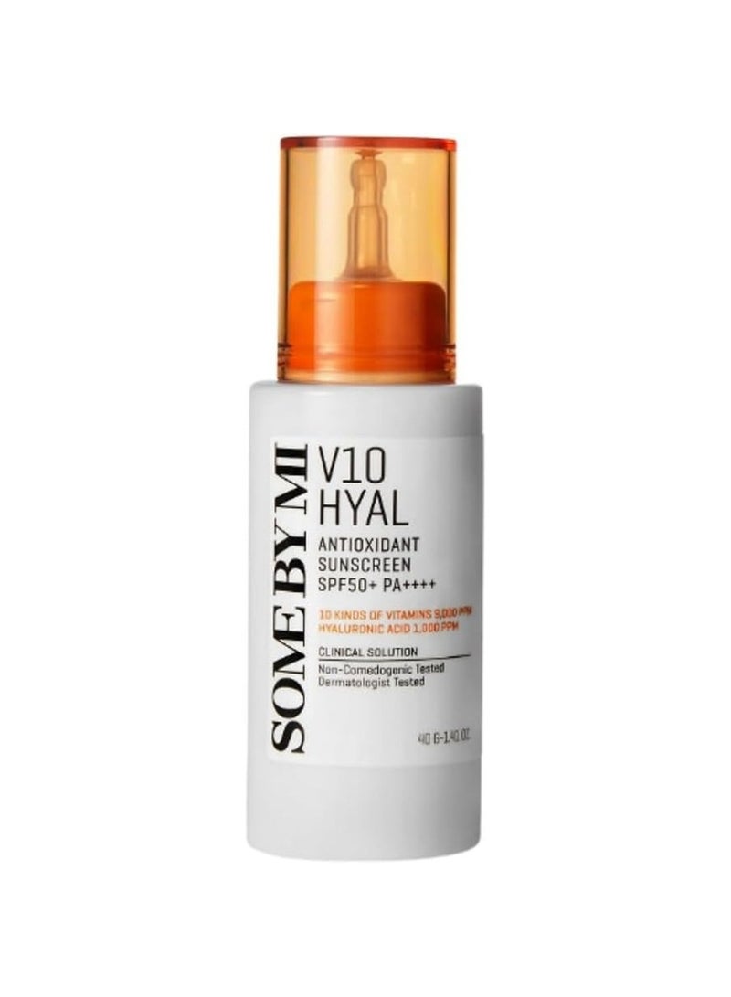 Some by Mi V10 Hyal Spf50 Sunscreen Antioxidant  - With Vitamin And Hyaluronic Acid To Nourish And Replenish Moisture - Rich Sunscreen Provides Brightening And Soothing Effects 40ml  - Image 1