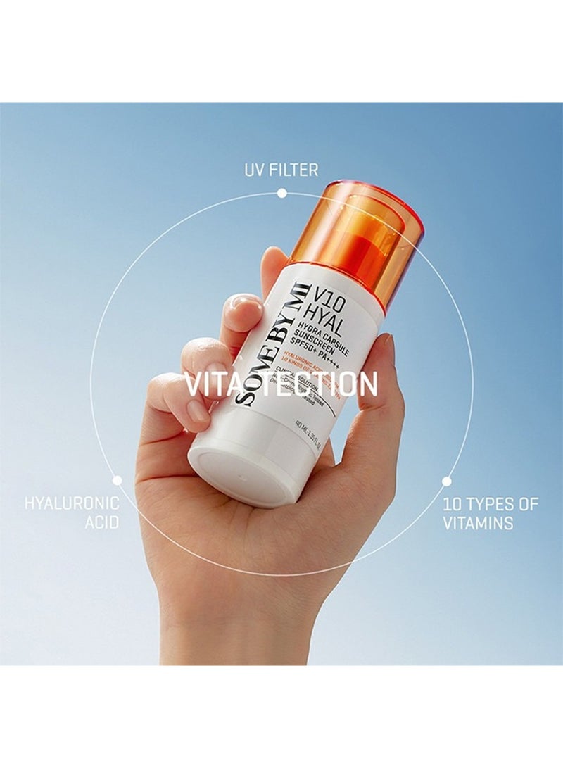 Some by Mi V10 Hyal Spf50 Sunscreen Hydra Capsule - With 10 Vitamins And Hyaluronic Acid - Suitable For Sensitive Skin 40ml  - Image 2
