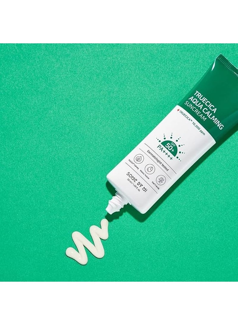 Some by Mi Truecica Aqua Calming Sun Cream Spf50+, Pa++++ - Brightening And Calming Effect - Mild Sun And Uv Protection Sunscreen For Sensitive Skin 50ml  - Image 4
