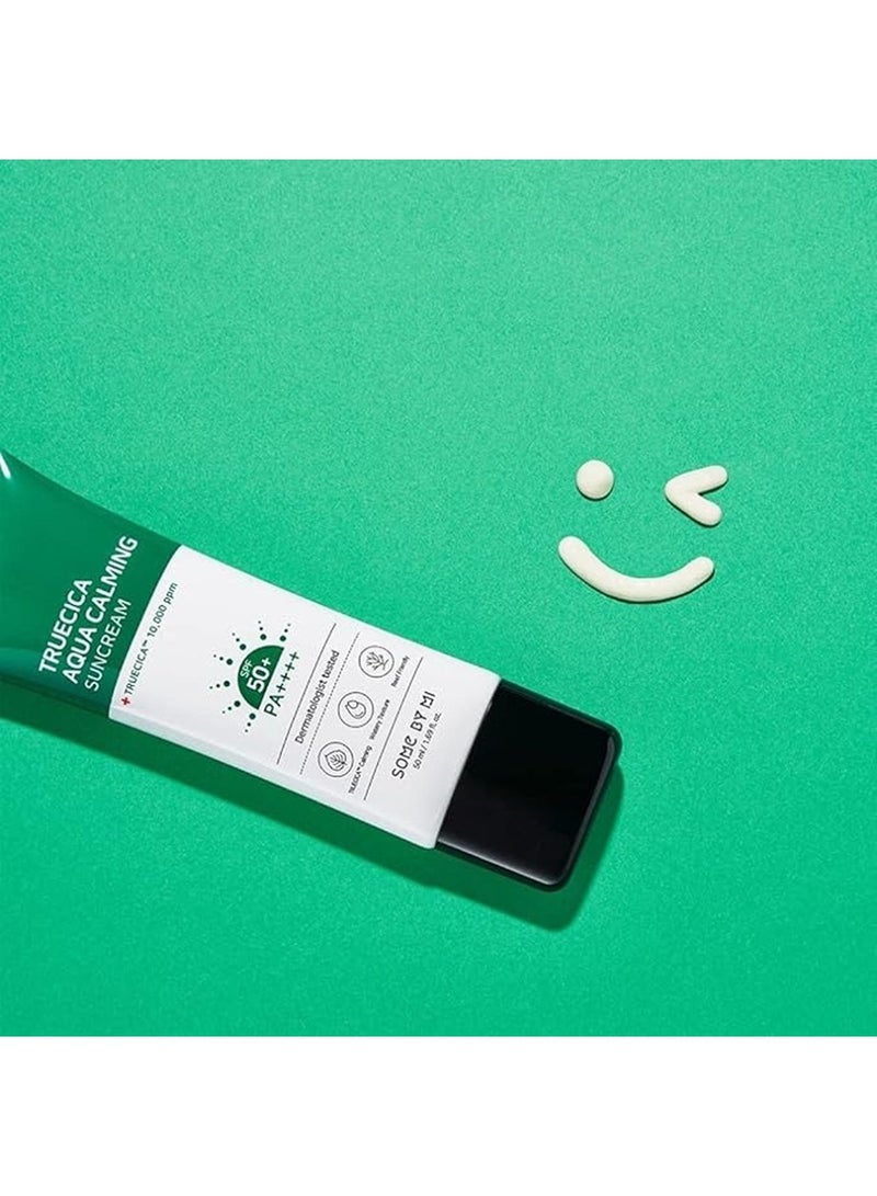 Some by Mi Truecica Aqua Calming Sun Cream Spf50+, Pa++++ - Brightening And Calming Effect - Mild Sun And Uv Protection Sunscreen For Sensitive Skin 50ml  - Image 5