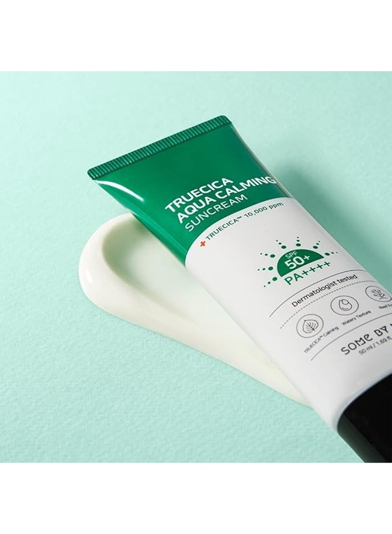 Some by Mi Truecica Aqua Calming Sun Cream Spf50+, Pa++++ - Brightening And Calming Effect - Mild Sun And Uv Protection Sunscreen For Sensitive Skin 50ml  - Image 2
