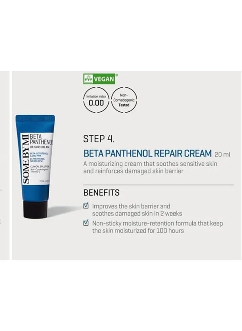 Some by Mi Beta Panthenol Repair Starter Kit - Includes Gel Cleanser 30Ml + Toner 30Ml + Serum 10Ml + Cream 20Ml - Korean Set Of 4 Travel Kit 100ml  - Image 5