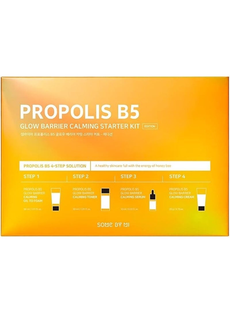 Some by Mi - Propolis B5 Glow Barrier Calming Starter Kit - Includes Glow Oil + Toner + Serum + Cream - Skin Care Routine 4 Step Solution For Sensitive And Calming Skin - Travel Kit Of 4 100ml - Image 1