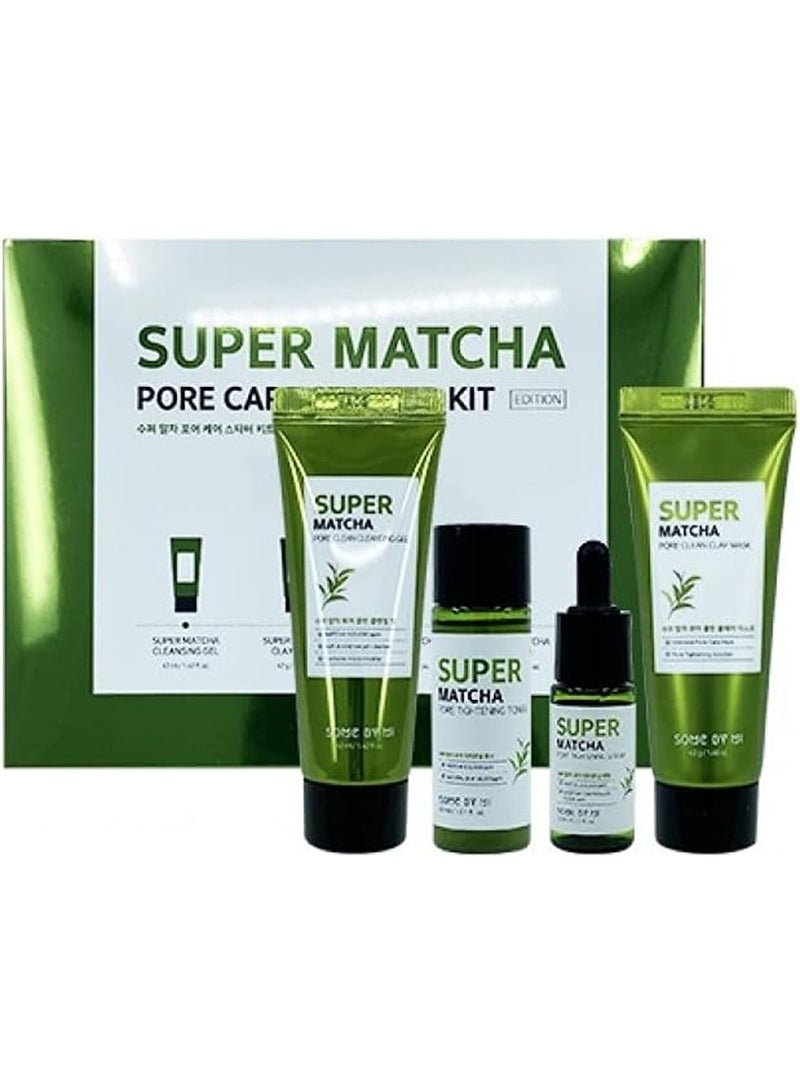 Some by Mi Super Matcha Pore Care Starter Kit - Includes Toner 1.01Oz + Serum 0.33Oz + Cleansing Gel 1.42Oz + Clay Mask 1.48Oz - For Sebum, Anti-Wrinkle And Trouble Care - Facial Skin Care Set Of 4 100ml - Image 4