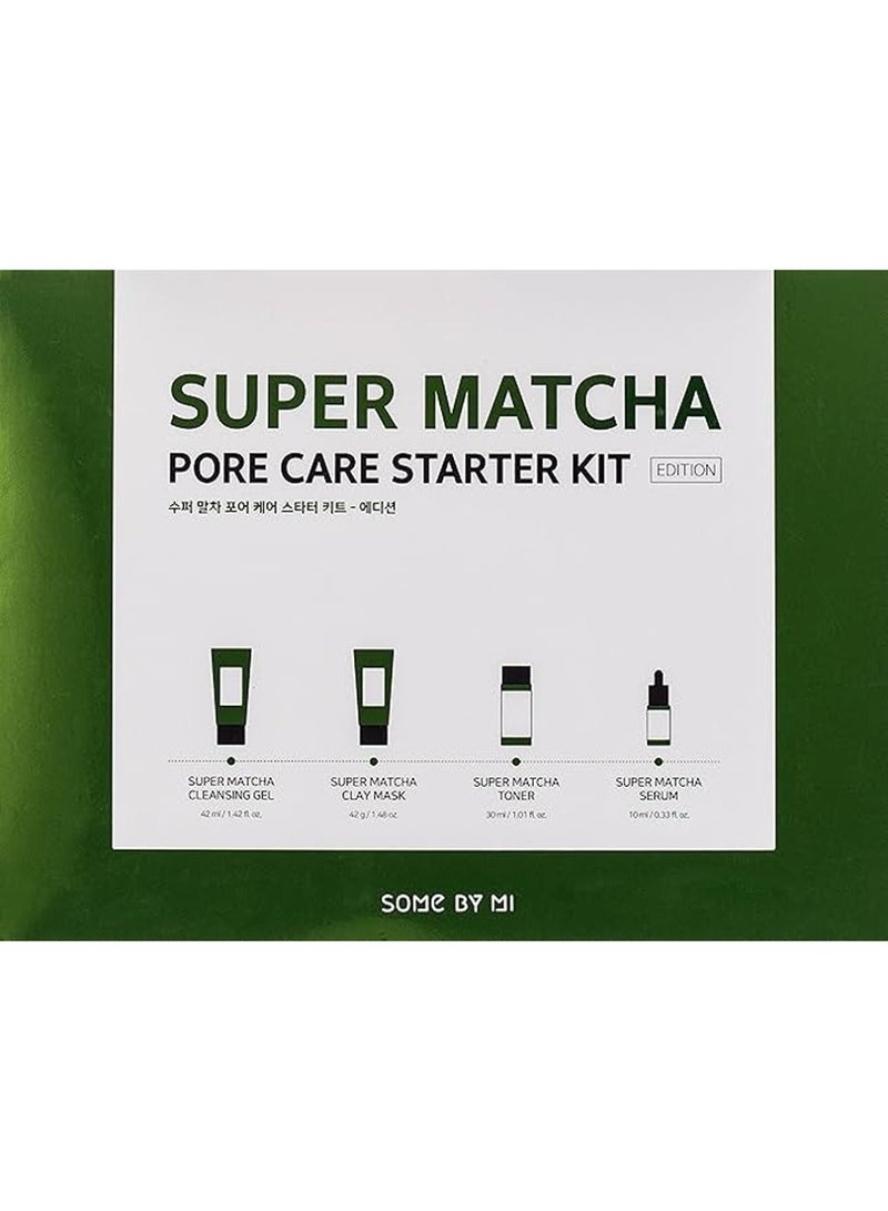 Some by Mi Super Matcha Pore Care Starter Kit - Includes Toner 1.01Oz + Serum 0.33Oz + Cleansing Gel 1.42Oz + Clay Mask 1.48Oz - For Sebum, Anti-Wrinkle And Trouble Care - Facial Skin Care Set Of 4 100ml - Image 2