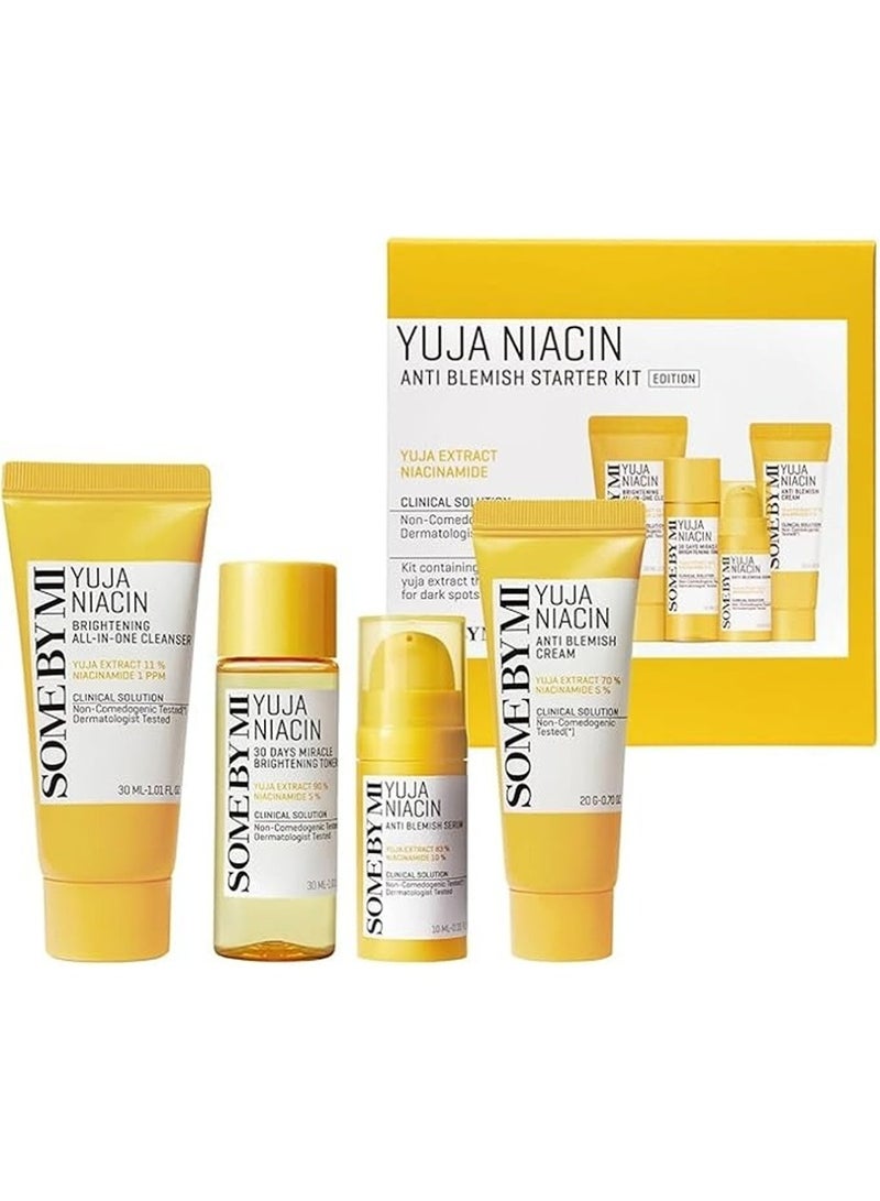 سام باي مي - Yuja Niacin Anti-Blemish Starter Kit - Includes Toner 30Ml + Serum 10Ml + Cleanser 30ML + Cream 20G - For Natural Brightening Of Skin - Set Of 4 Travel Kit 70ml & 20G - Image 1