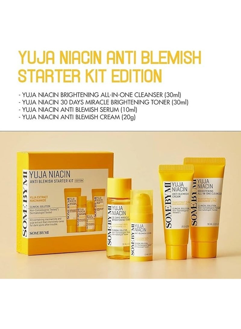 سام باي مي - Yuja Niacin Anti-Blemish Starter Kit - Includes Toner 30Ml + Serum 10Ml + Cleanser 30ML + Cream 20G - For Natural Brightening Of Skin - Set Of 4 Travel Kit 70ml & 20G - Image 1
