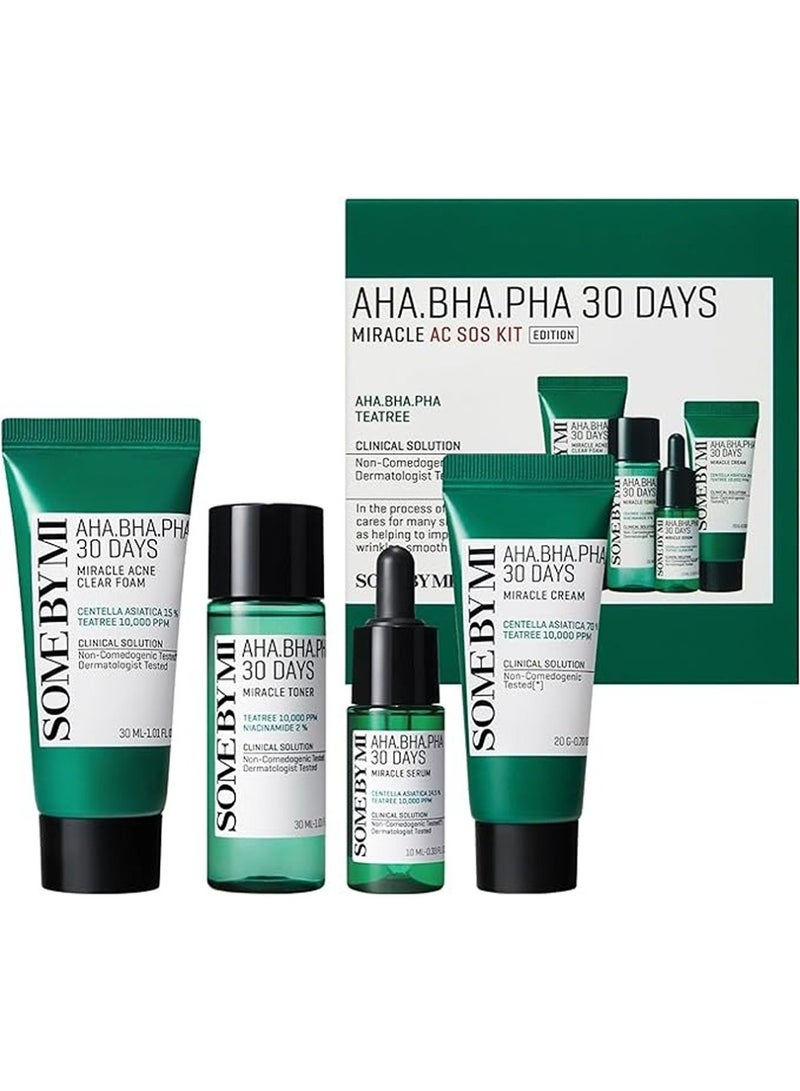 Some by Mi AHA BHA PHA 30 Days Miracle AC SOS KIT Toner + Serum + Cream + Foam - Total 90ml  - Image 1