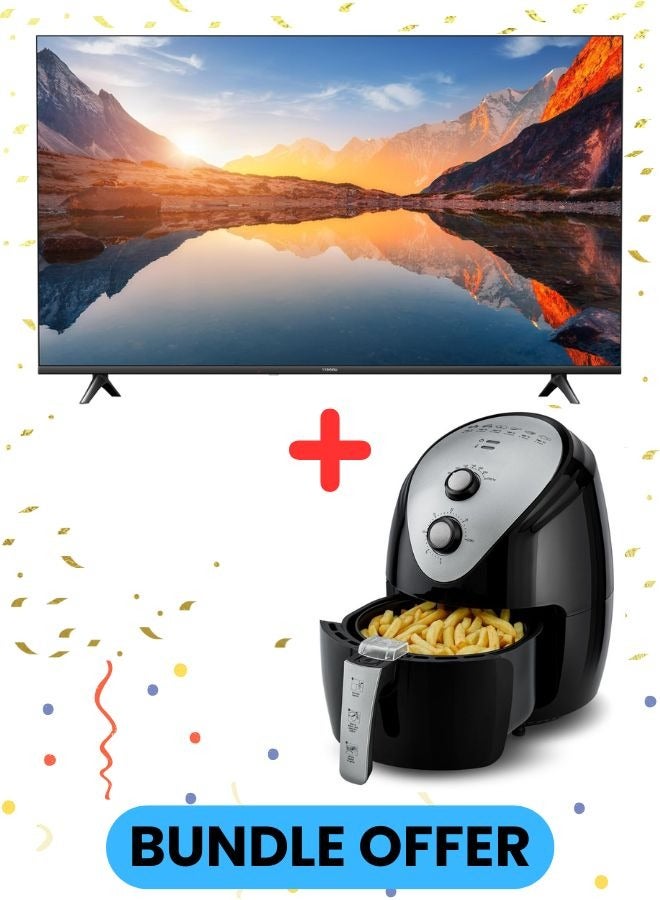 Xiaomi 55-Inch 4K UHD Smart TV with 3.5L Air Fryer Bundle | 4K Resolution | HDR10 | Dolby Audio | Healthy Cooking | Perfect for Home Entertainment TV A43 + 55A2025+AIR-FRYER Black - Image 1