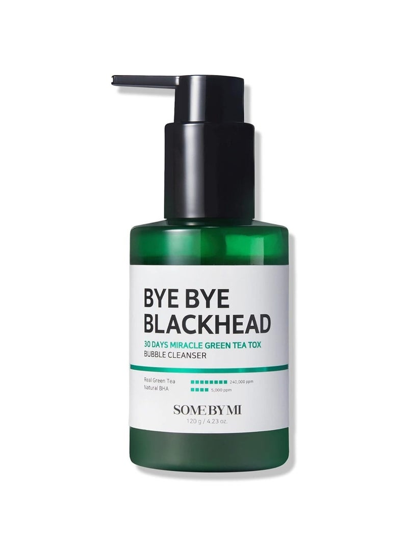 Some by Mi Bye Bye Blackhead 30 Days Miracle Green Tea Tox Bubble Cleanser - Korean Face Wash For Removing Blackhead - Daily Pore Minimizer For Face Skin Texture 120grams  - Image 1