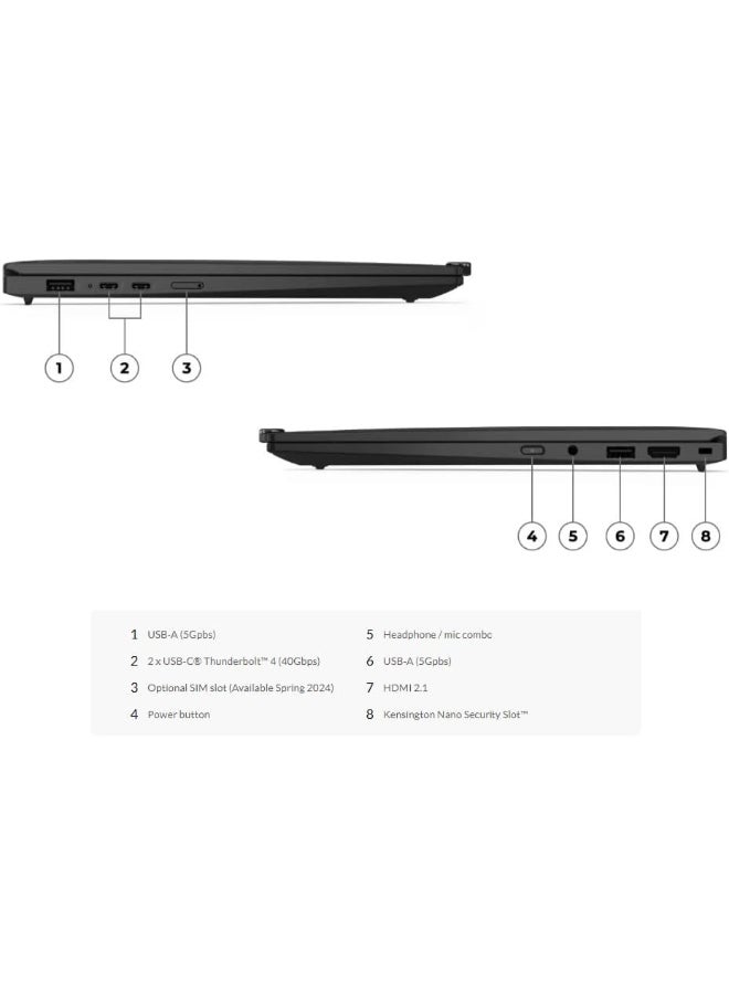 Lenovo - ThinkPad X1 Carbon Gen 12 (Upgraded Version) Laptop With 14-Inch Display, Core Ultra 7 155U Procssor/32GB RAM/512GB SSD/Intel Iris XE Graphics/Windows 11 Pro English Black - Image 1