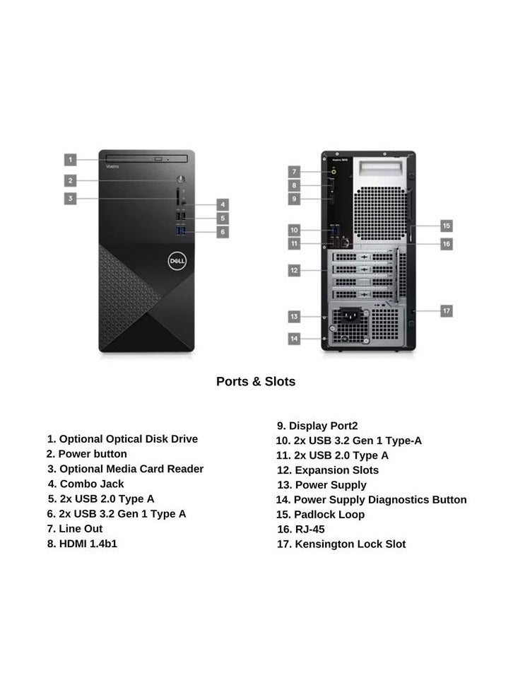 DELL Vostro 3910 Tower PC with 19.5" HD Monitor, Core i5-12400, 16GB DDR4 RAM, Storage 1TB SSD, Intel UHD Graphics, Windows 1 Pro | Black  - Image 4