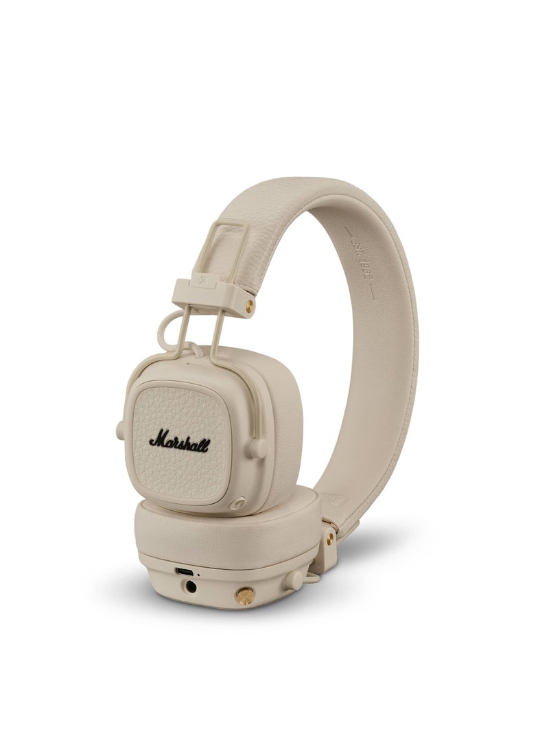 مارشال - Major V On-Ear Bluetooth Wireless Headphone with 100+ Hours Playtime, Cream Beige - Image 1