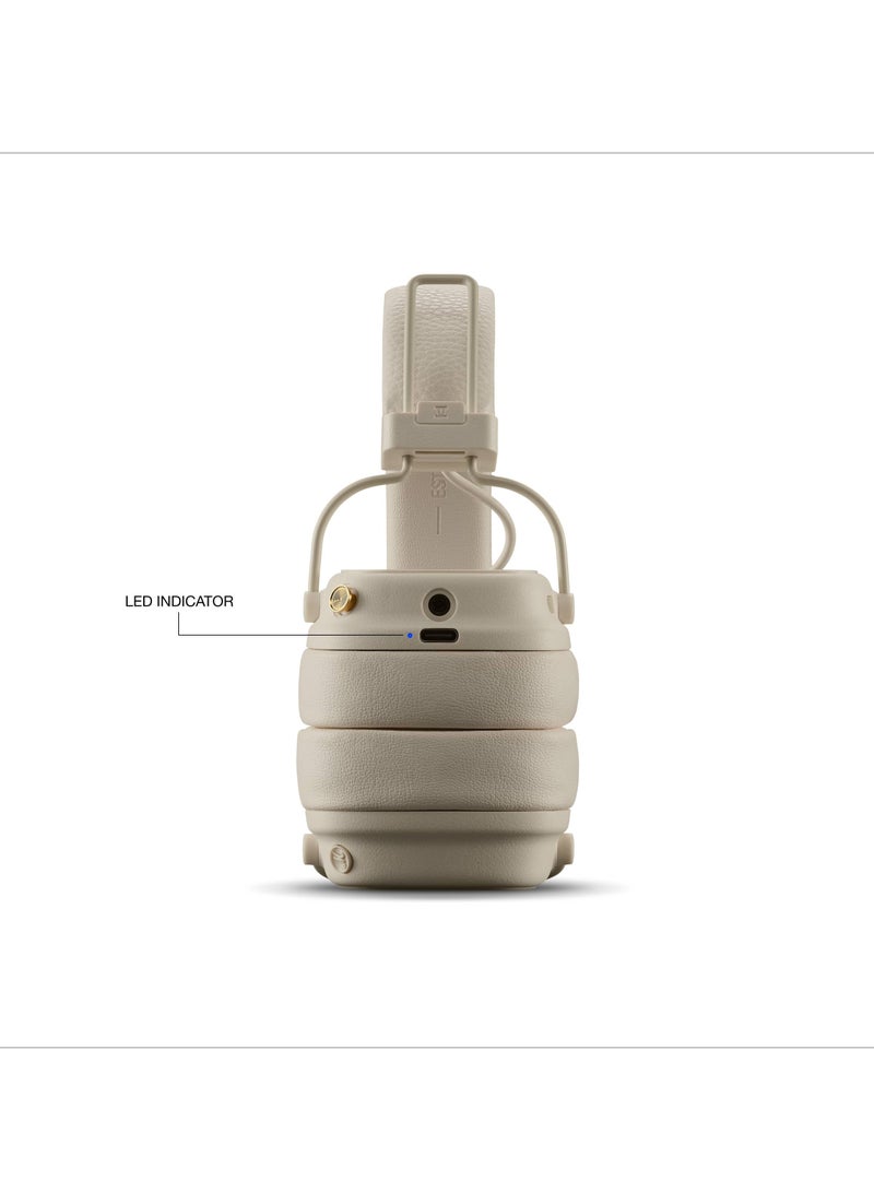 مارشال - Major V On-Ear Bluetooth Wireless Headphone with 100+ Hours Playtime, Cream Beige - Image 1