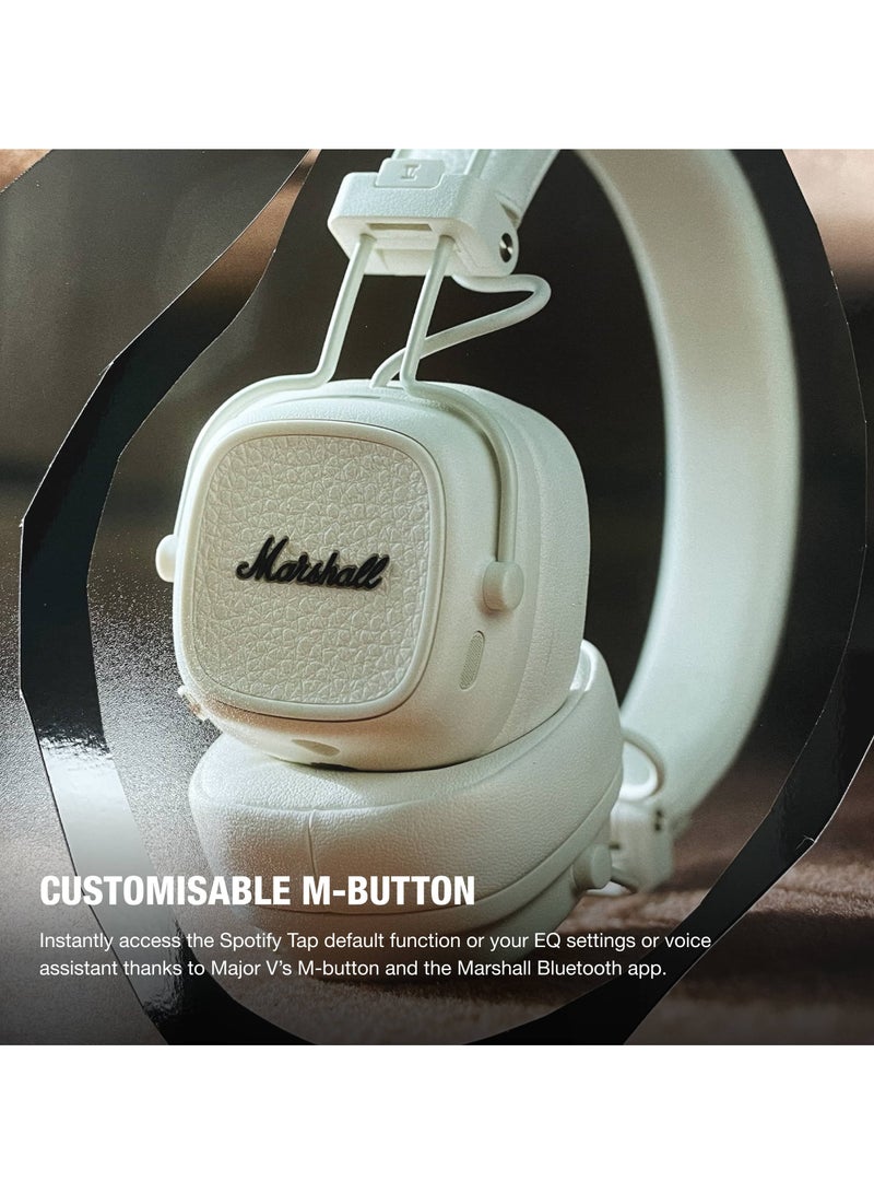 مارشال - Major V On-Ear Bluetooth Wireless Headphone with 100+ Hours Playtime, Cream Beige - Image 1