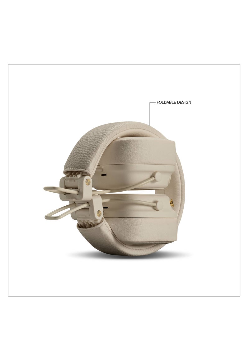 مارشال - Major V On-Ear Bluetooth Wireless Headphone with 100+ Hours Playtime, Cream Beige - Image 1