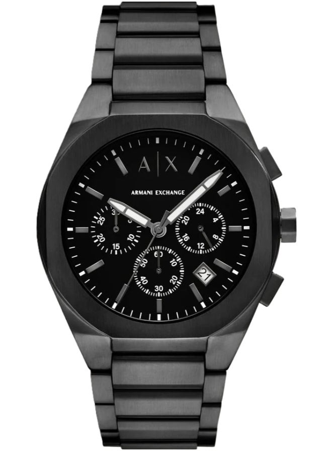 ارماني اكسشينج ساعة كواتز أنالوج ذات قرص أسود 42 - AX4183