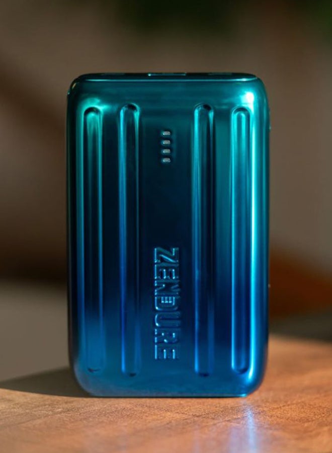 زينديور - بسوبرميني 20 بسعة 10000mAh باللون الأزرق مع شحن عبر USB-C Power Delivery – بحجم بطاقة الائتمان، إدخال وإخراج USB-C بقوة 20 واط للشحن السريع أثناء التنقل 10000 mAh - Image 1