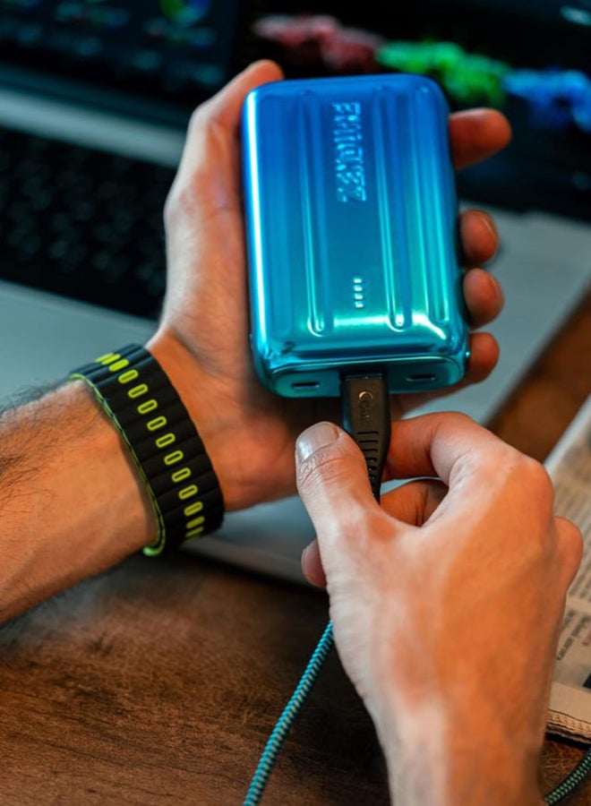 زينديور - بسوبرميني 20 بسعة 10000mAh باللون الأزرق مع شحن عبر USB-C Power Delivery – بحجم بطاقة الائتمان، إدخال وإخراج USB-C بقوة 20 واط للشحن السريع أثناء التنقل 10000 mAh - Image 1