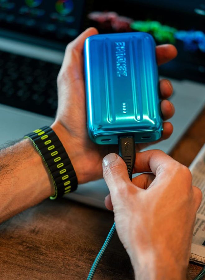 زينديور - بسوبرميني 20 بسعة 10000mAh باللون الأزرق مع شحن عبر USB-C Power Delivery – بحجم بطاقة الائتمان، إدخال وإخراج USB-C بقوة 20 واط للشحن السريع أثناء التنقل 10000 mAh - Image 1