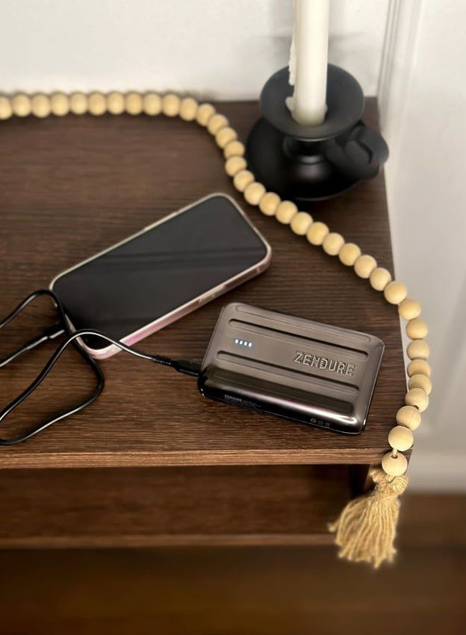 زينديور - بسوبرميني 20 بسعة 10000mAh باللون الأسود مع شحن عبر USB-C Power Delivery – بحجم بطاقة الائتمان، إدخال وإخراج USB-C بقوة 20 واط للشحن السريع أثناء التنقل 10000 mAh - Image 1