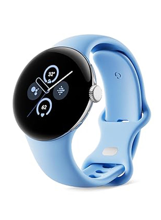 جوجل Pixel Watch 2 With The Best Of Fitbit And Google - Heart Rate Tracking, Stress Management, Safety Features - Android Smartwatch - Polished Silver Aluminum Case - Bay Active Band - Wi-fi Blue  - Image 1