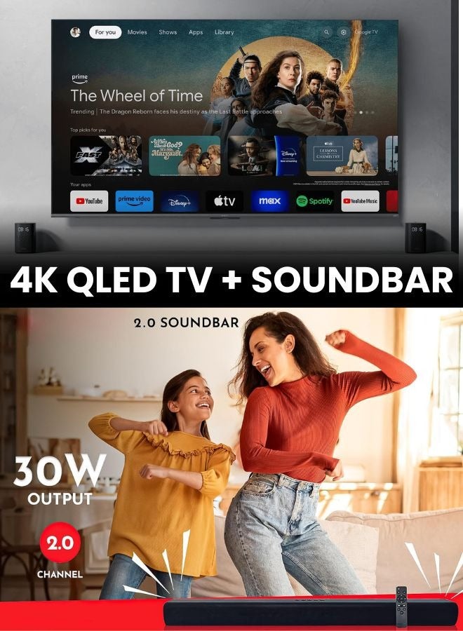 Xiaomi 55-inch QLED 4K UHD TV with Google TV & 60Hz Refresh Rate + Immersive Soundbar with Dynamic Audio, HDMI ARC, Bluetooth, Optical & USB Connectivity 55APRO2025+SOUNDBAR Black 55APRO2025+SOUNDBAR Black  - Image 3