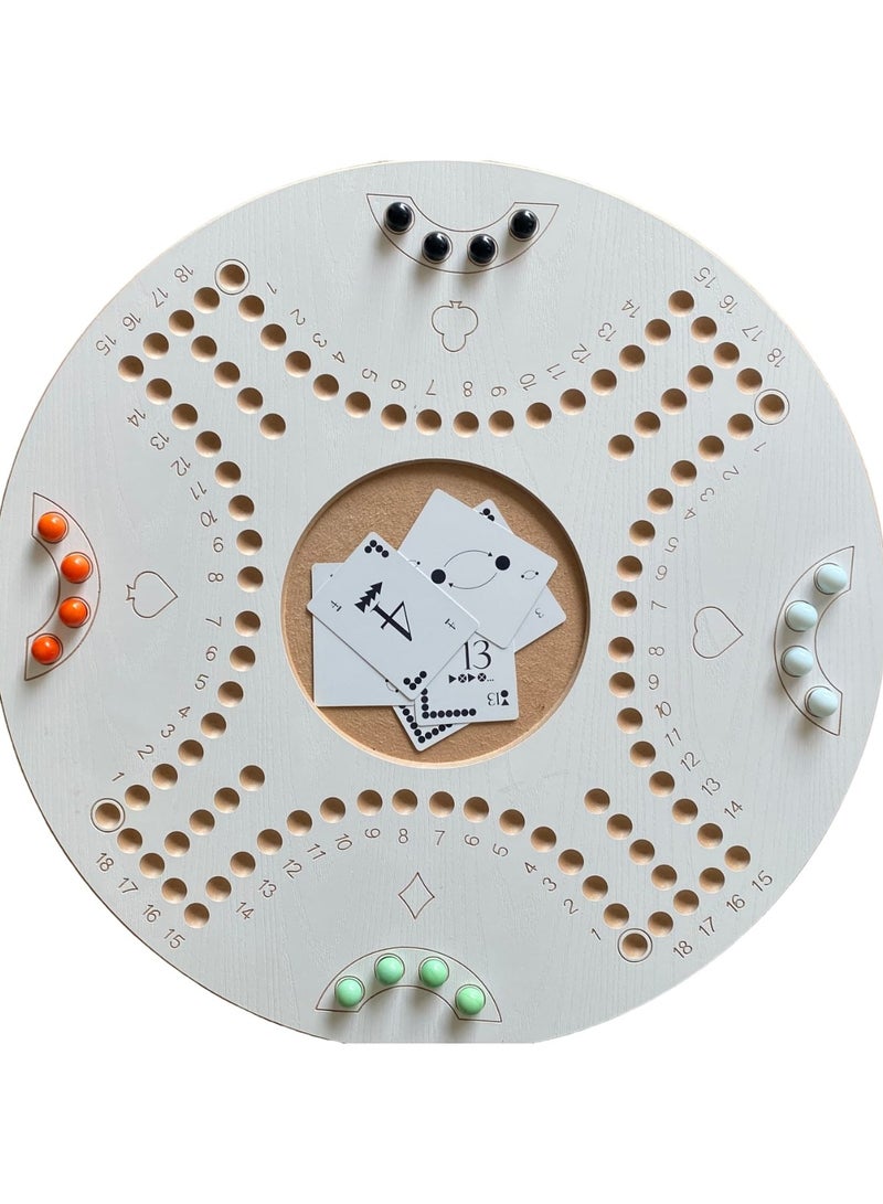 JACKAROOJOKER - Jackaroo Board Game With Two Sides For 4 And 6 Players With Glass Marbles, Playing Cards And Bag - Image 1