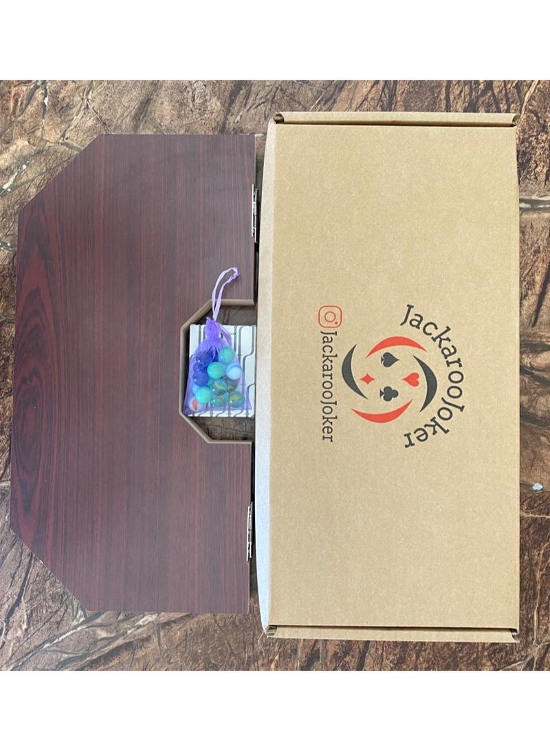 جاكارو جوكر Jackaroojoker Jackaroo 4 players brown circle shape board with playing cards, marble glass balls 4 Players  - Image 4