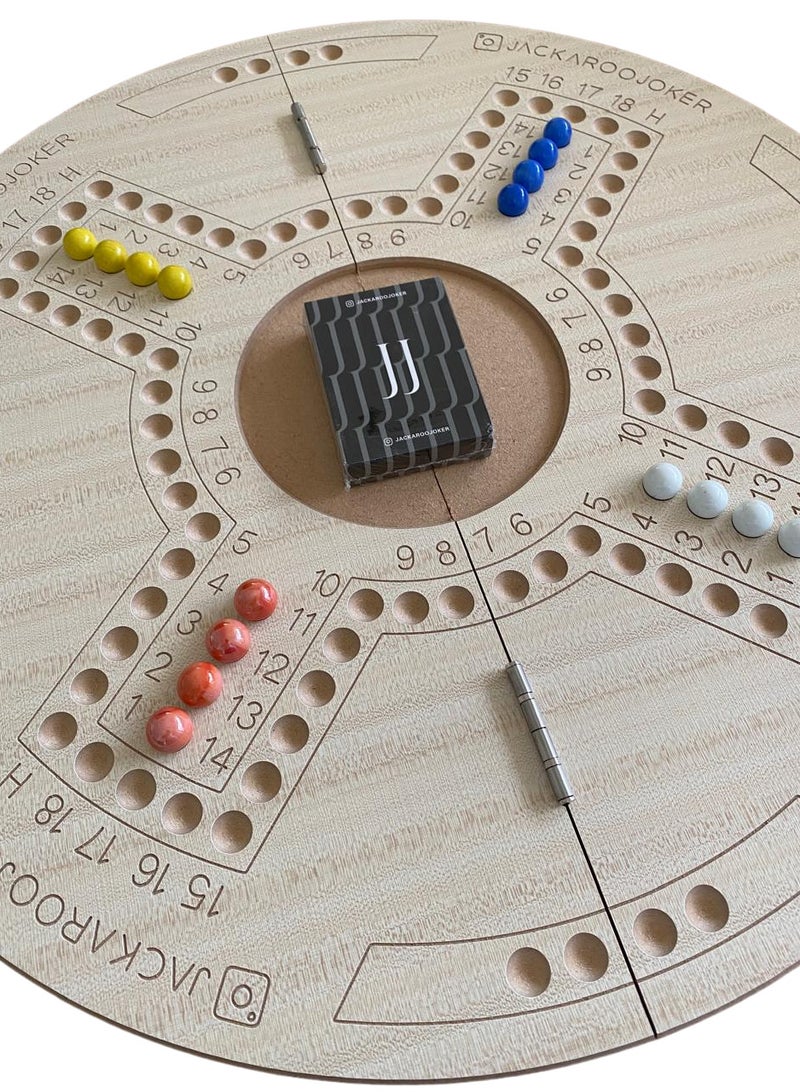 جاكارو جوكر لعبة جكارoo مع جانبين لـ 4 و 6 لاعبين مع كرات زجاجية، بطاقات لعب سوداء وحقيبة - Image 4