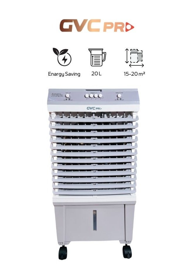 جي في سي برو Air cooler GVC PRO 80 W, effective area 15-20 m²,with water-operated and characterize by  large water tank which reach to 20L, max airflow 3000 m³/h GVCAR-9620 20 L 80 W GVCAR-9620 WHITE  - Image 1