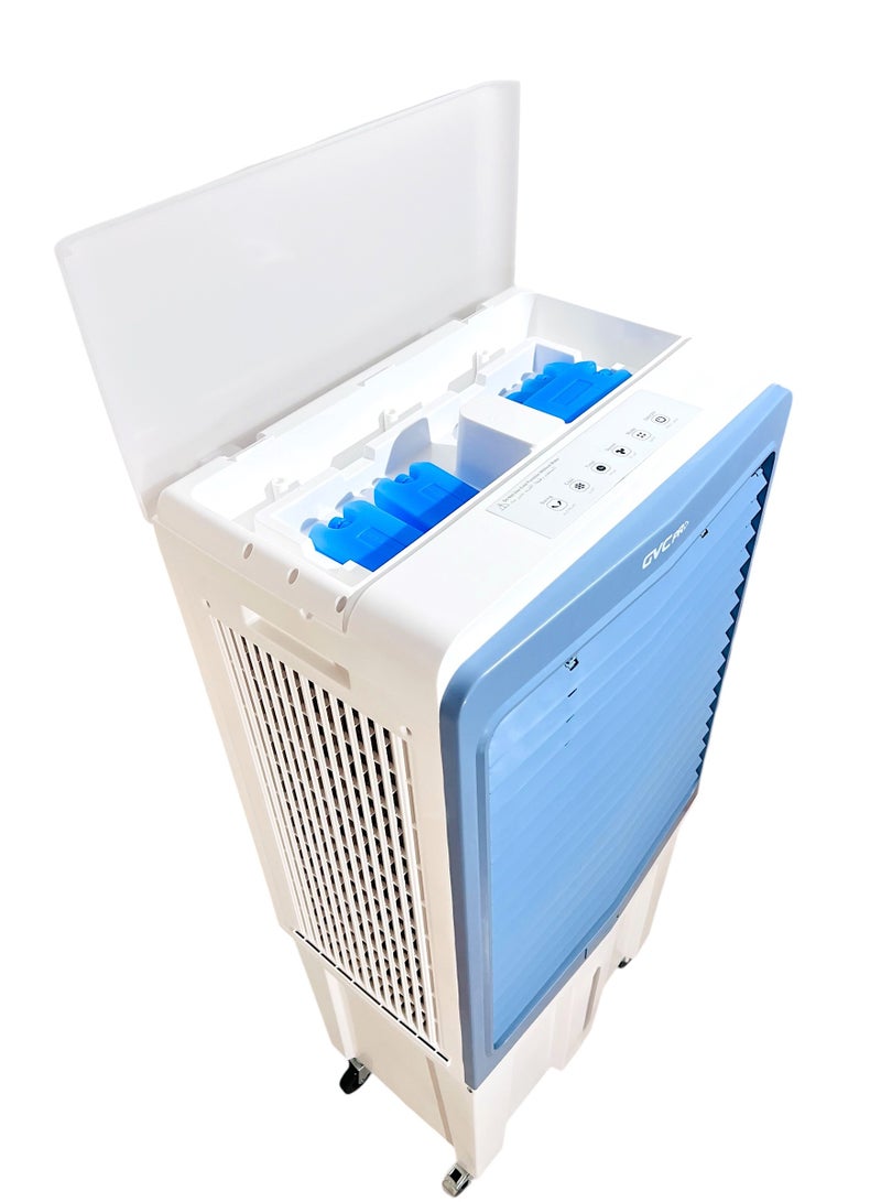 جي في سي برو Air cooler GVC PRO 350W, effective area 50-60 m²,with water-operated and characterize by  large water tank which reach to 70L, max airflow 8000 m³/h GVCAR-9670 350 W GVCAR-9670 Blue/White  - Image 2