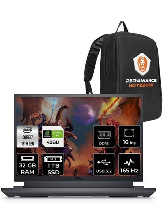 G16 7630 16 (Upgraded Version) Laptop With 16-Inch Display, Intel Core i7-13650HX Processor/32GB RAM/1TB SSD/8GB NVIDIA GeForce RTX 4060 Graphics/DOS(Without Windows) + Bag English Black - pnsku/N70129342V/45/_/1731666921/a592bb57-a6b4-4067-899e-792c3c27ba67
