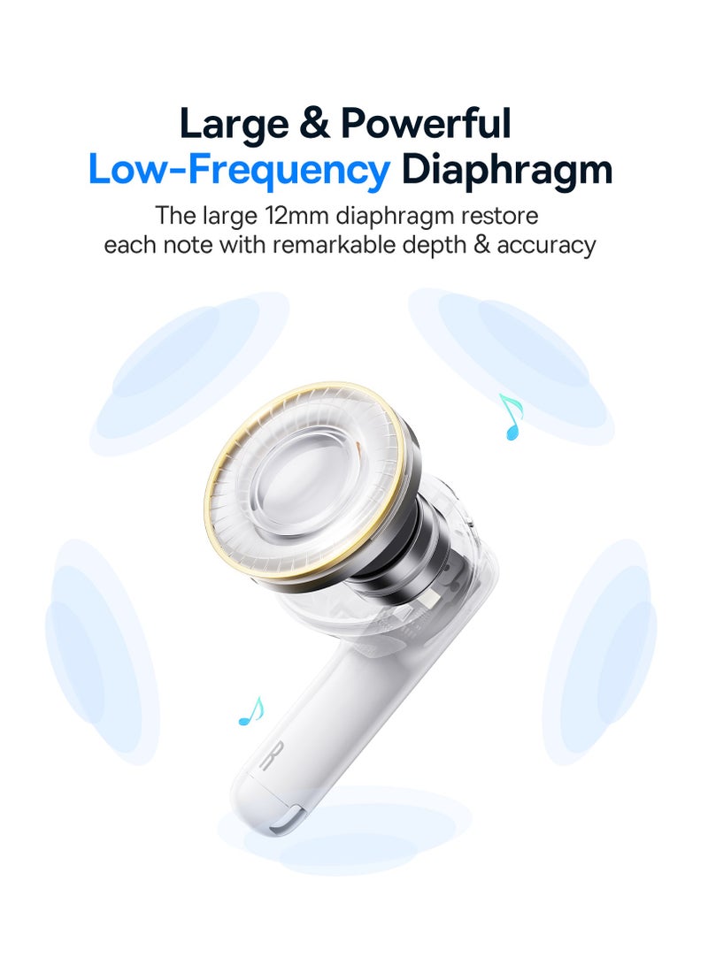Baseus - TWS Earbuds with Bluetooth 5.3, Up to 30 Hours Playtime, 0.06s Low Latency, Fast Charge Wireless Earbuds with App Control, Customizable Gestures, Equalizer Adjustment, and Sound Effects for Gaming, Music, and Calls – Premium Sound & Seamless Connection Moon White - Image 1