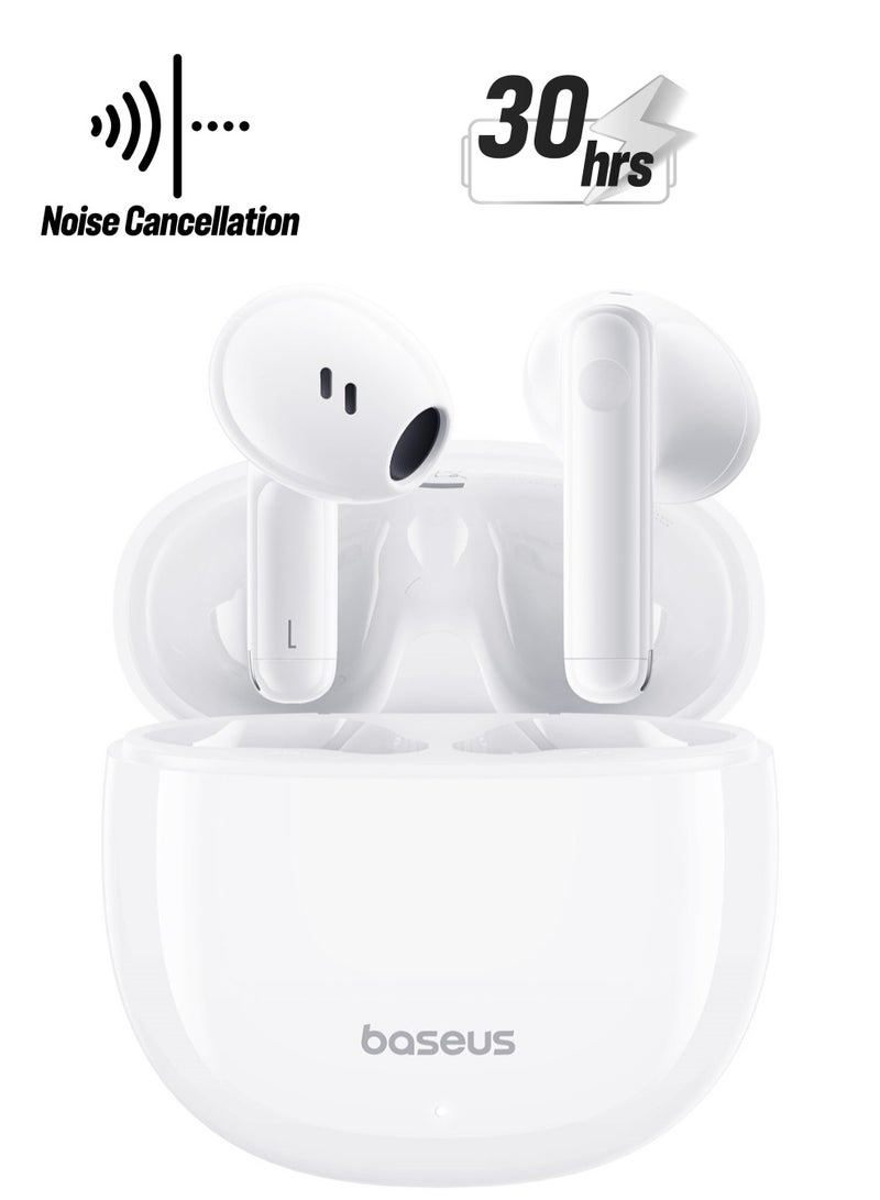 Baseus - TWS Earbuds with Bluetooth 5.3, Up to 30 Hours Playtime, 0.06s Low Latency, Fast Charge Wireless Earbuds with App Control, Customizable Gestures, Equalizer Adjustment, and Sound Effects for Gaming, Music, and Calls – Premium Sound & Seamless Connection Moon White - Image 1