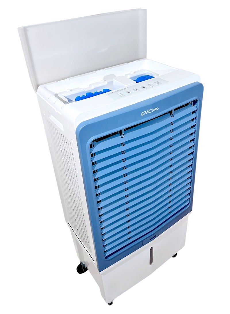 gvc pro gvc pro Air cooler GVC PRO 200W, effective area 40-50m²,with water-operated and remote control and characterize by large water tank which reach to 60L, max airflow 6500 m³/h GVCAR-9660 60 L 200 W GVCAR-9660 Blue/White  - Image 2
