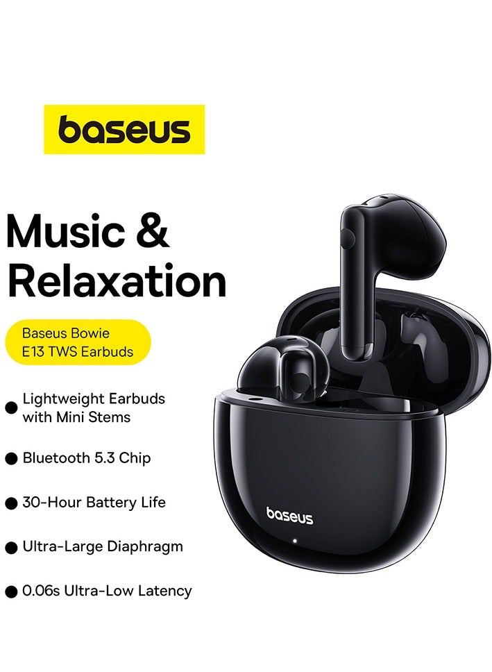 Baseus - TWS Earbuds with Bluetooth 5.3, Up to 30 Hours Playtime, 0.06s Low Latency, Fast Charge Wireless Earbuds with App Control, Customizable Gestures, Equalizer Adjustment, and Sound Effects for Gaming, Music, and Calls – Premium Sound & Seamless Connection Galaxy Black - Image 1