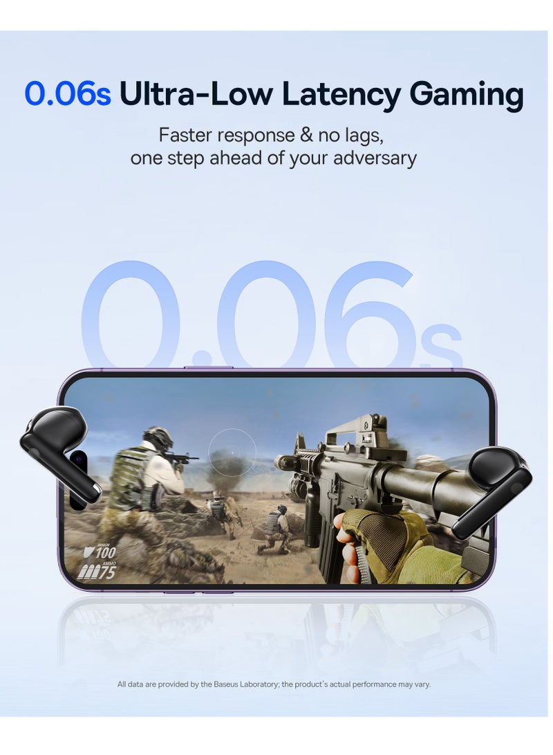 Baseus - TWS Earbuds with Bluetooth 5.3, Up to 30 Hours Playtime, 0.06s Low Latency, Fast Charge Wireless Earbuds with App Control, Customizable Gestures, Equalizer Adjustment, and Sound Effects for Gaming, Music, and Calls – Premium Sound & Seamless Connection Galaxy Black - Image 1