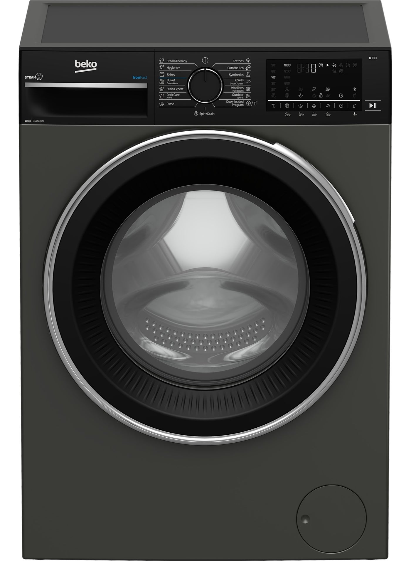 Washing Machine - 10 Kg - 1600 RPM - ProSmart Inverter Motor - Digital Screen - 15 Programs - Steam Cure - Bluetooth B3WFU501040MCI Manhattan Grey