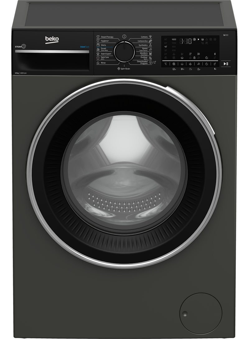 بيكو Washing Machine - 10 Kg - 1600 RPM - ProSmart Inverter Motor - Digital Screen - 15 Programs - Steam Cure - Bluetooth B3WFU501040MCI Manhattan Grey  - Image 1